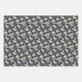 かわいいカキと真珠のタイル模様 ラッピングペーパーシート (正面2)