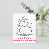 かわいいカキスをするップルでテキストを追加 ポストカード (スタンド正面)