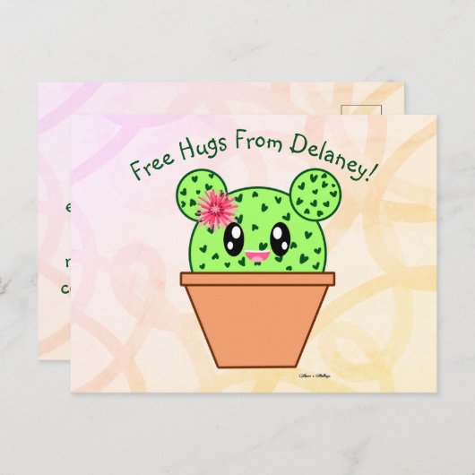 かわいいカクタパーソナライズされたスレインボーデザートはがき シーズンポストカード (正面/裏面)