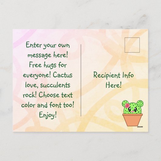 かわいいカクタパーソナライズされたスレインボーデザートはがき シーズンポストカード (裏面)