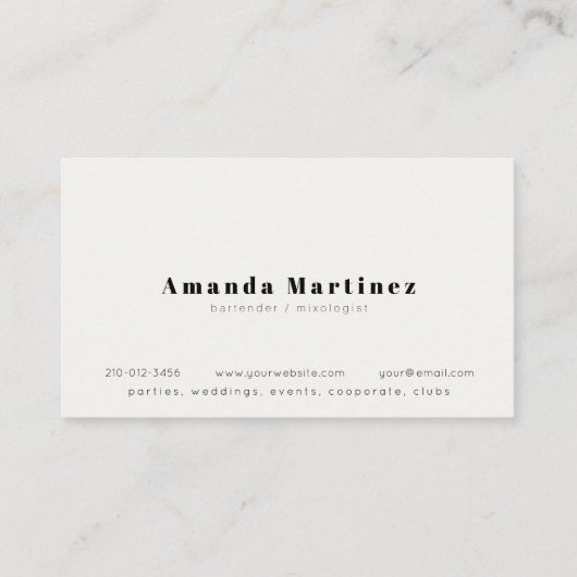 かわいいカクテルバーテンダーミックスロジスト 名刺 (裏面)