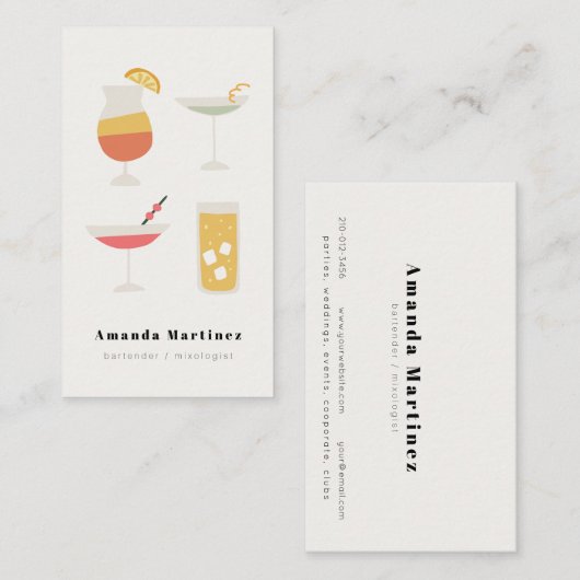 かわいいカクテルバーテンダーミックスロジスト 名刺 (正面/裏面)