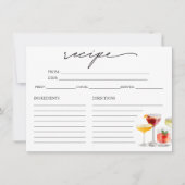 かわいいカクテルブライダルシャワーレシピカード 招待状 (正面)