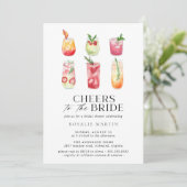 かわいいカクテル |シンプルおもしろい夏ブライダルシャワー 招待状 (スタンド正面)