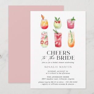 かわいいカクテル  シンプルおもしろい夏ブライダルシャワー 招待状