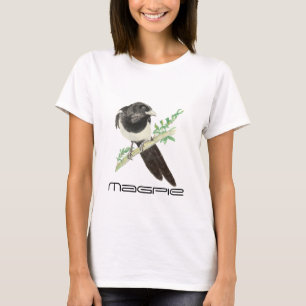 かわいいカササギの鳥,野鳥観察,自然,野生動物,庭 Tシャツ