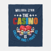 かわいいカジノの恋人の名前を追加 フリースブランケット (正面)