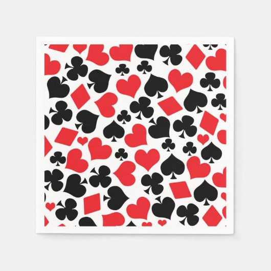 かわいいカジノ賭博カードスーツのパターンパーティー スタンダードカクテルナプキン (正面)