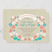 かわいいカジュアルビーチエンゲージメントパーティーの招待状 招待状 (正面/裏面)