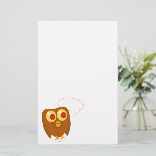かわいいカスタマイズことわざフクロウ 便箋 (スタンド正面)