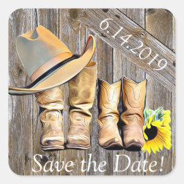 かわいいカスタマイズされたラスティックなSave the Date スクエアシール
