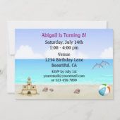 かわいいカスタマイズイルカビーチバースデーパーティー 招待状 (裏面)