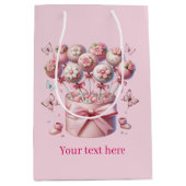 かわいいカスタマイズ可能な女の子の赤ちゃんシャワー ミディアムペーパーバッグ (正面)