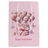 かわいいカスタマイズ可能な女の子の赤ちゃんシャワー ミディアムペーパーバッグ (裏面)