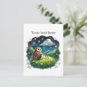 かわいいカスタマイズ可能な星見る動物 ポストカード (スタンド正面)