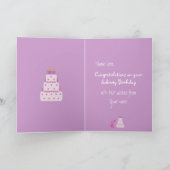 かわいいカスタマイズ可能な犬とケーキの静寂誕生日 カード (内部)