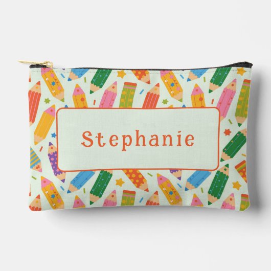 かわいいカスタマイズ可能な鉛筆プリント アクセサリーポーチ (正面)
