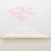 かわいいカスタマイズ可能モノグラム | ピンクグラデーションとグレー シェルパブランケット (3/4)