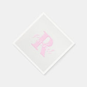 かわいいカスタマイズ可能モノグラム | ピンクグラデーションとグレー スタンダードカクテルナプキン (角)