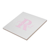 かわいいカスタマイズ可能モノグラム | ピンクグラデーションとグレー タイル (側面)