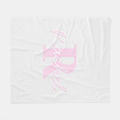 かわいいカスタマイズ可能モノグラム | ピンクグラデーションとグレー フリースブランケット (正面(横))