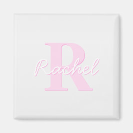 かわいいカスタマイズ可能モノグラム | ピンクグラデーションとグレー マグネット