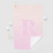 かわいいカスタマイズ可能モノグラム | ピーチ&ピンクグラデーション色 ゴルフタオル (インサイチュ)