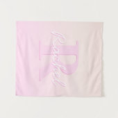 かわいいカスタマイズ可能モノグラム | ピーチ&ピンクグラデーション色 タペストリー (正面(横))