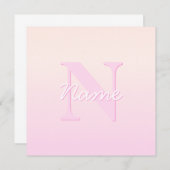 かわいいカスタマイズ可能モノグラム | ピーチ&ピンクグラデーション色 ノートカード (正面/裏面)