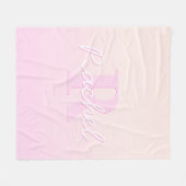 かわいいカスタマイズ可能モノグラム | ピーチ&ピンクグラデーション色 フリースブランケット (正面(横))