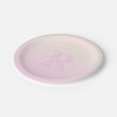 かわいいカスタマイズ可能モノグラム | ピーチ&ピンクグラデーション色 ペーパープレート (アングル)