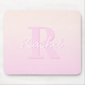 かわいいカスタマイズ可能モノグラム | ピーチ&ピンクグラデーション色 マウスパッド (正面)