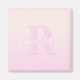 かわいいカスタマイズ可能モノグラム | ピーチ&ピンクグラデーション色 マグネット