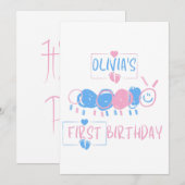 かわいいカスタマイズ子供落書きワーム描画誕生日 招待状 (正面/裏面)