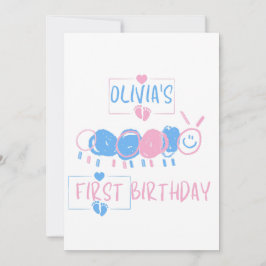 かわいいカスタマイズ子供落書きワーム描画誕生日 招待状