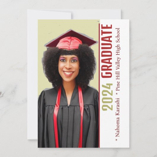 かわいいカスタマイズ 2024 卒業写真発表 招待状 (正面)