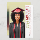 かわいいカスタマイズ 2024 卒業写真発表 招待状 (正面/裏面)