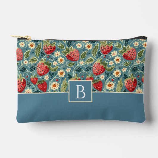 かわいいカスタムいちご柄 アクセサリーポーチ (正面)