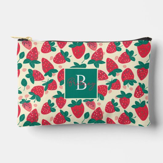 かわいいカスタムいちご柄 アクセサリーポーチ (正面)