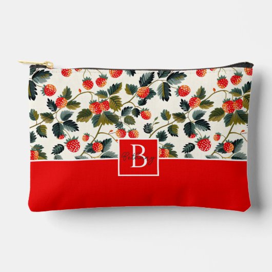 かわいいカスタムいちご柄 アクセサリーポーチ (正面)