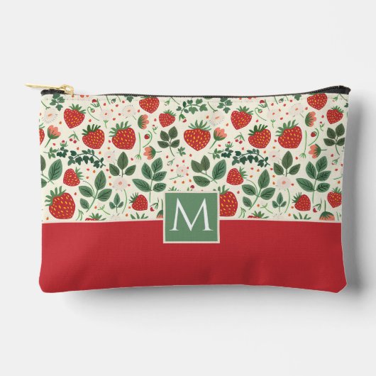 かわいいカスタムいちご柄 アクセサリーポーチ (正面)
