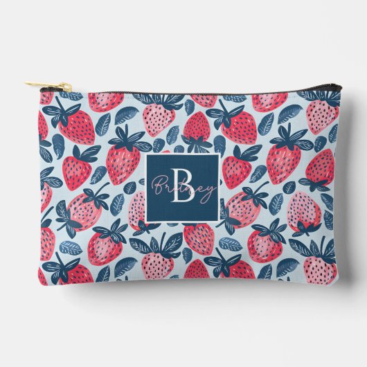 かわいいカスタムいちご柄 アクセサリーポーチ (正面)
