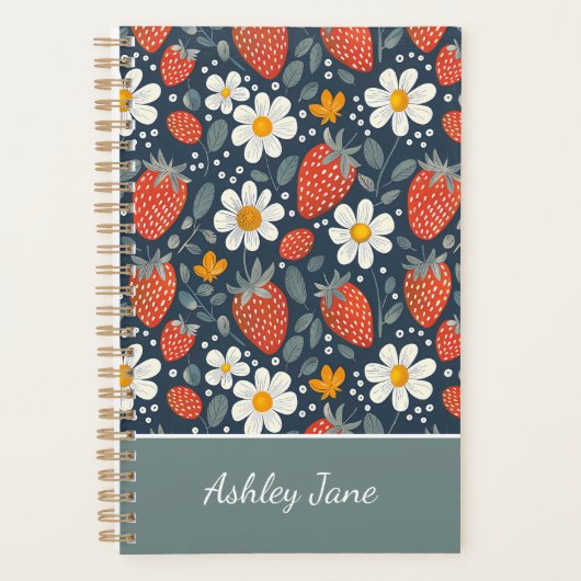かわいいカスタムいちご柄 プランナー手帳 (正面)