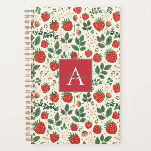 かわいいカスタムいちご柄 プランナー手帳 (正面)