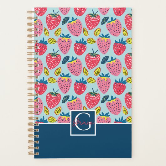 かわいいカスタムいちご柄 プランナー手帳 (正面)