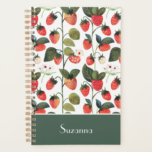 かわいいカスタムいちご柄 プランナー手帳 (正面)