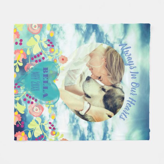 かわいいカスタムお祝いライフ記念Tシャツ フリースブランケット (正面(横))