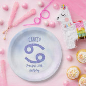 かわいいカスタムがん紫色の星占い誕生日パーティー ペーパープレート (パーティー)