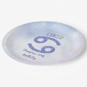 かわいいカスタムがん紫色の星占い誕生日パーティー ペーパープレート (アングル)