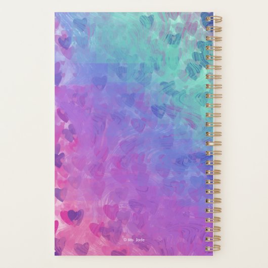 かわいいカスタムさくらんぼ咲くカラフルハート プランナー手帳 (裏面)